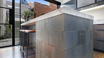 Kitchen island bench and mosaic tiles South Yarra