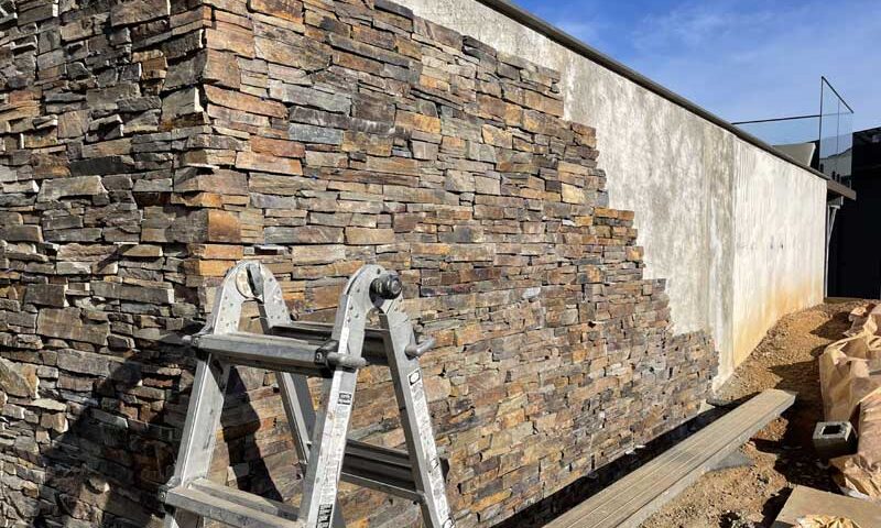 Outdoor Feature Wall with Natural Stacked Stone Cladding Panels